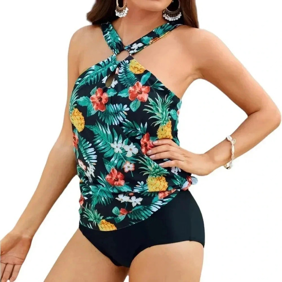 NWT Grace Karin One Piece tropical floral print Swimsuit  size large - Picture 1 of 13